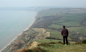 View from Golden Cap towards Lyme Regis Dorset